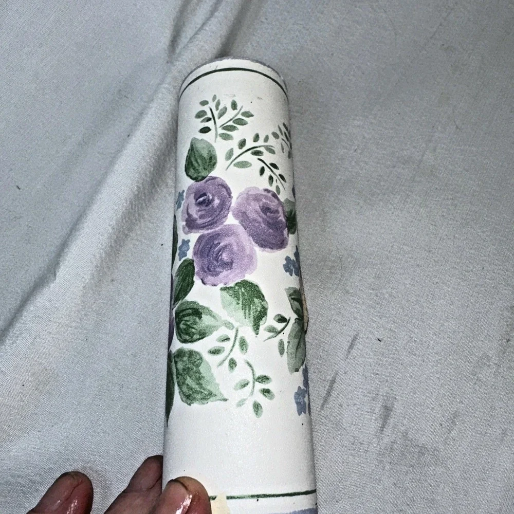 Floral Wallpaper Border Purple Flowers Green Leaves Wall Decor 5 Yards
